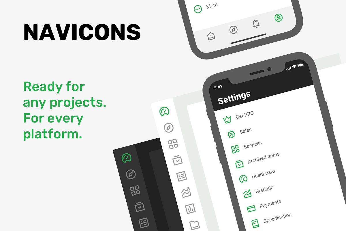 Navicons - icon set in 4 style, an Outline Icon by iconland (Photo 4 of 6)