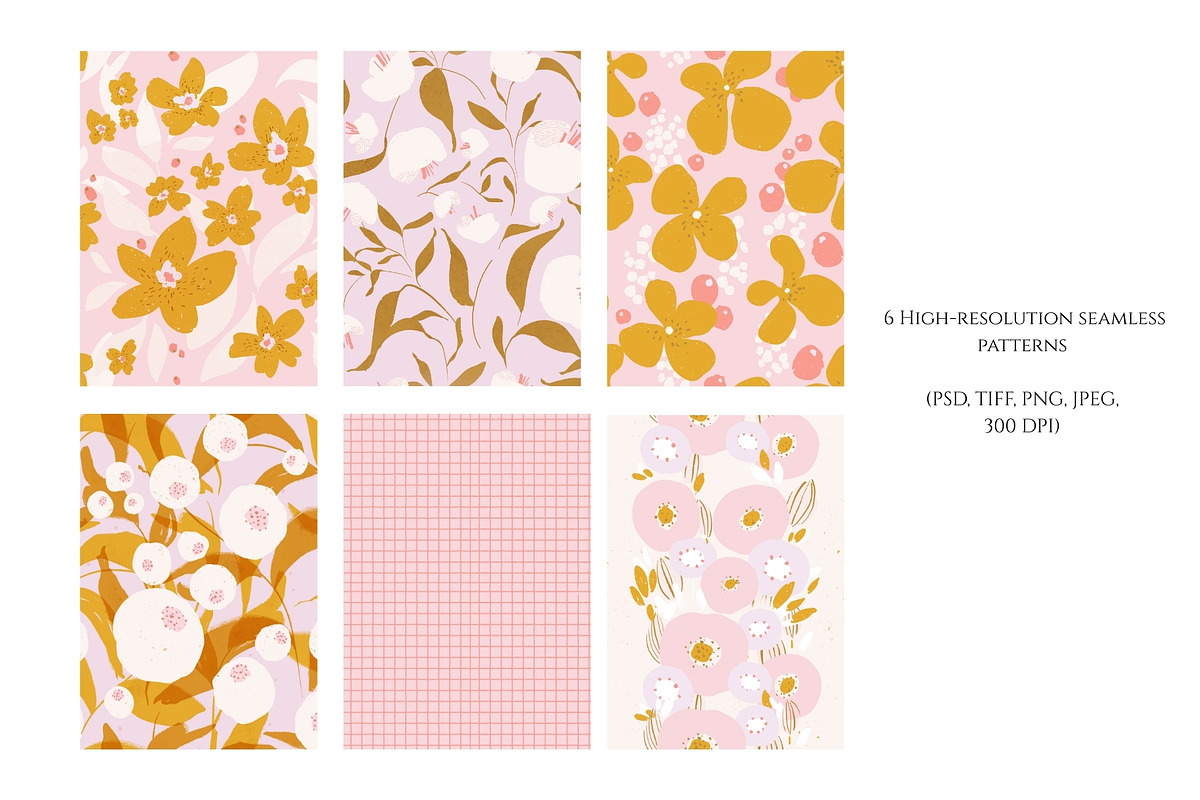 Blush & Ochre. Floral Patterns, a Pattern Graphic by PaperJamLab (Photo 3 of 13)