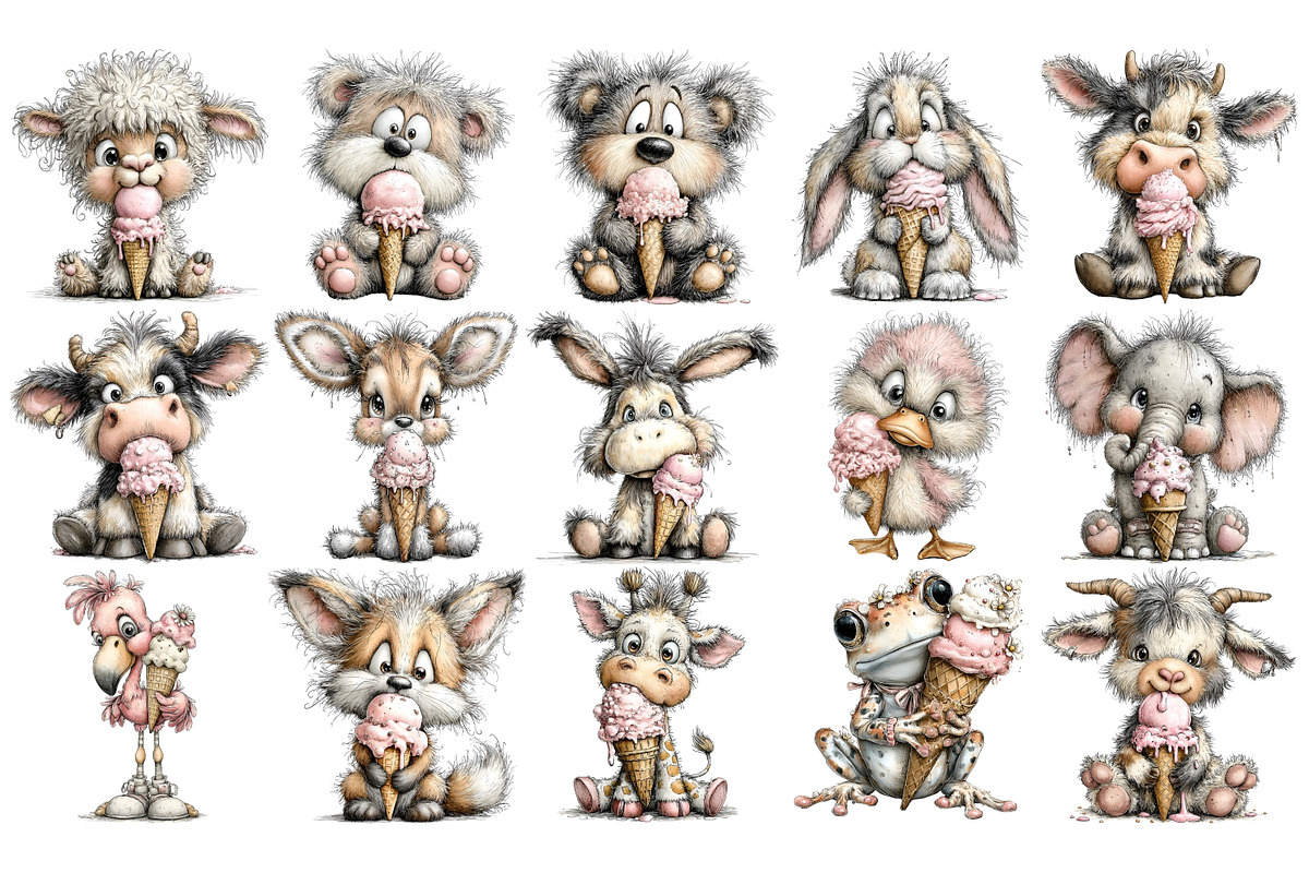 Ice Cream Animals PNG Clipart, an Animal Illustration by Nicolle's Colorful Art (Photo 2 of 4)