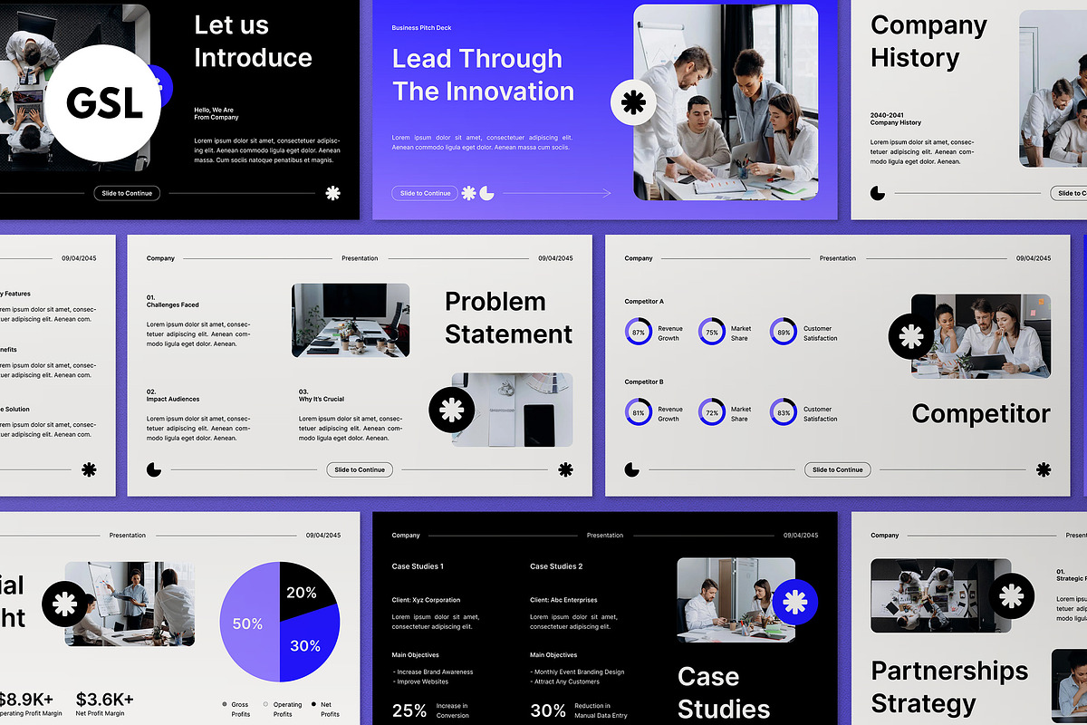 White Blue Pitch Deck Google Slide, a Presentation Template by graphicook (Photo 1 of 5)