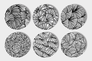 6 Black And White Floral Patterns