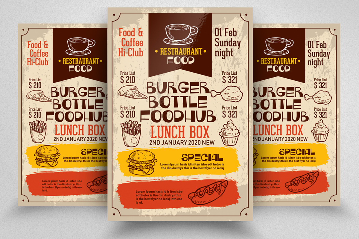 Retro Food Restaurant Flyer Template, a Marketing Template by Business Flyers (Photo 1 of 2)