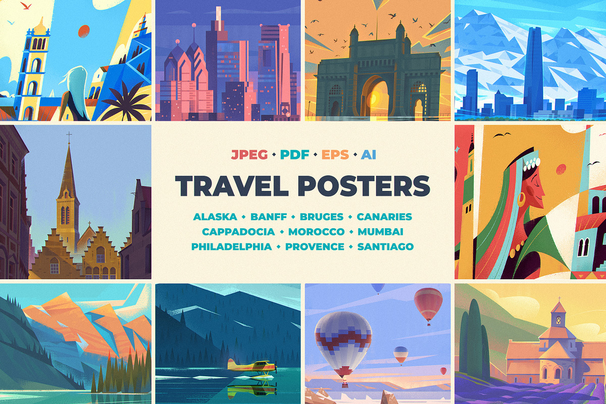 Travel posters. Part 6., an Illustration by Red Monkey (Photo 1 of 13)