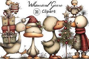 Whimsical Geese Clipart Bundle, an Illustration by Creative Art