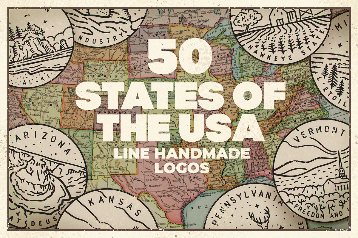 Line Logos. 50 States of the USA., an Object Graphic by Red Monkey (Photo 1 of 8)