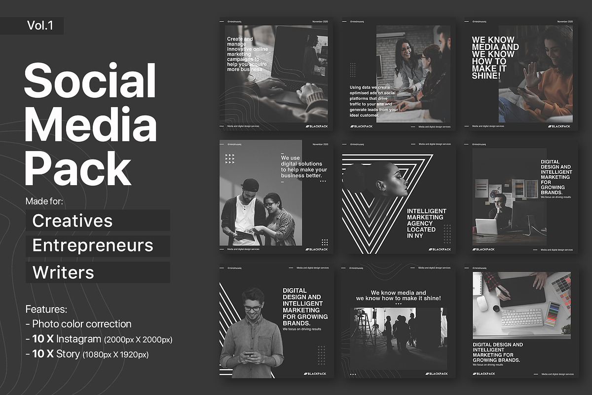 Social media pack for creatives, a Social Media Template by MindMuse (Photo 1 of 10)