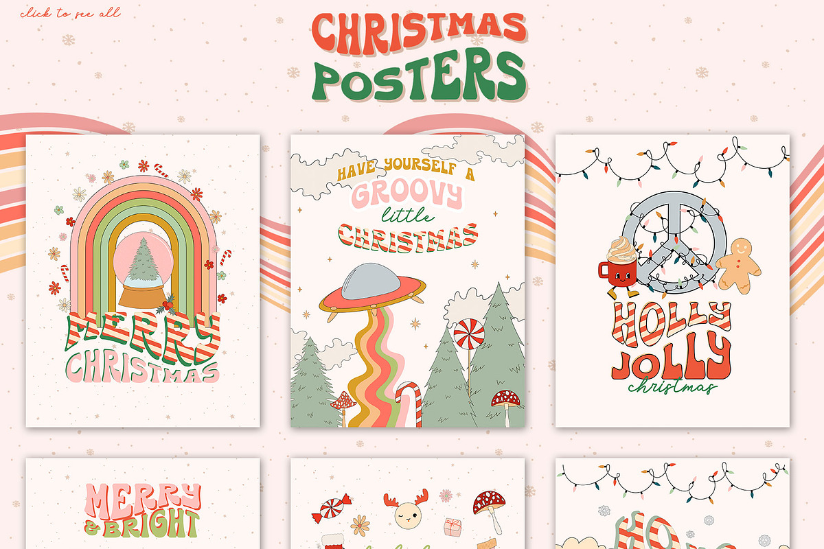 Holly Jolly Groovy Christmas, a Seasonal Illustration by Mio Buono (Photo 4 of 13)