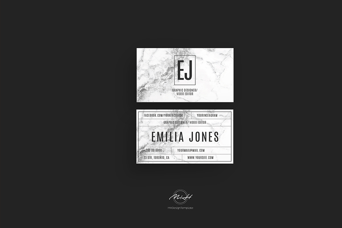 White marble bussiness card template, a Business Card Template by MH Design Template (Photo 2 of 10)