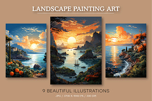 Landscape Painting Art 03. Wall Art., a Decorative Illustration by KENO Mascots
