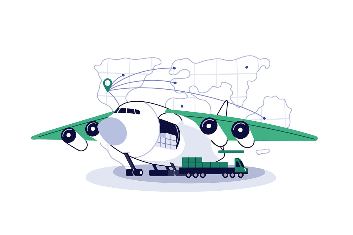 Cargo delivery concept set, a Transportation Illustration by PaperTrident (Photo 2 of 7)