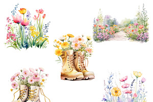 Watercolor Spring Picnic Clipart