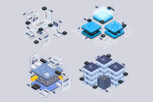 Set isometric illustrations for web.