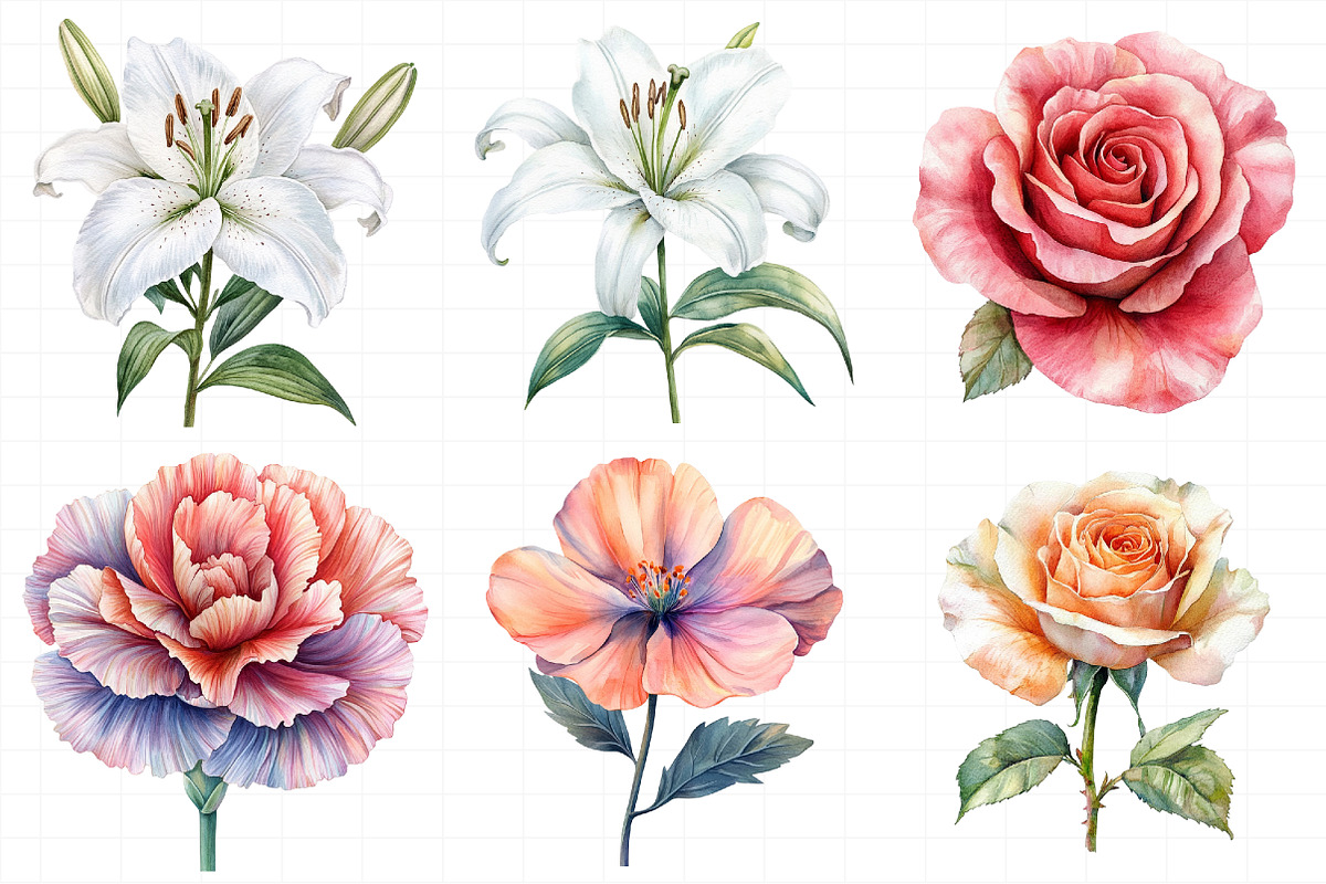 Watercolor Floral Clipart Flower, an Illustration by Daily.Designs (Photo 5 of 8)
