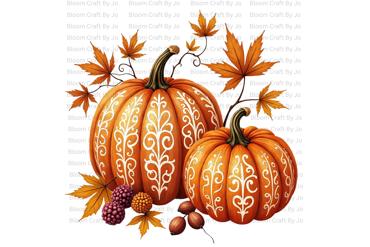 Pumpkins with Ornate Carvings, a Decorative Illustration by Bloom Craft Creations (Photo 8 of 14)