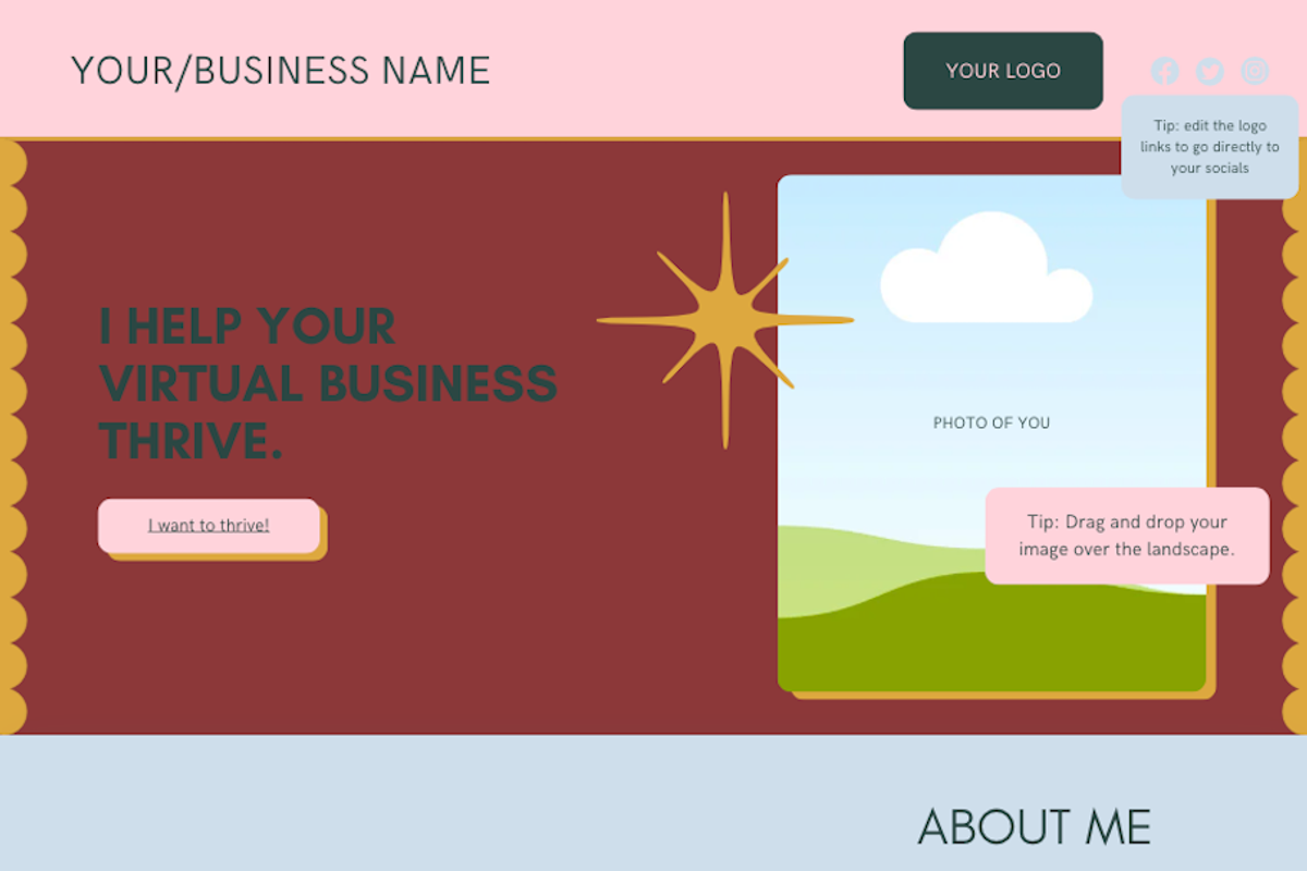 One Page Canva Website Template preview 2