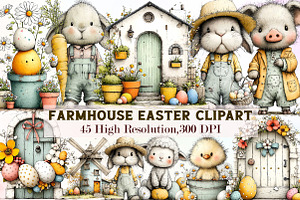 Farmhouse Easter Clipart, an Illustration by Sublimation Artist