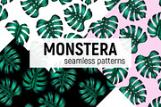 Monstera seamless patterns, a Pattern Graphic by ARTVracovska (Thumbnail 1 of 6)