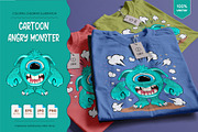 Cartoon One Eyed Monster. Tshirt., an Animal Illustration by KENO Mascots (Thumbnail 4 of 6)