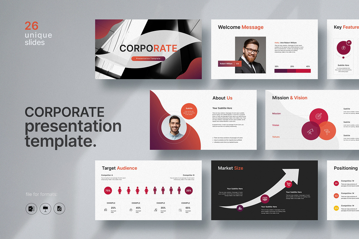 Corporate Presentation Template, a Templates & Theme by Slide_Genius1