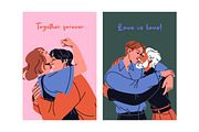 Diverse couples kiss, hug set, cards, a Person Illustration by PaperTrident (Thumbnail 7 of 14)