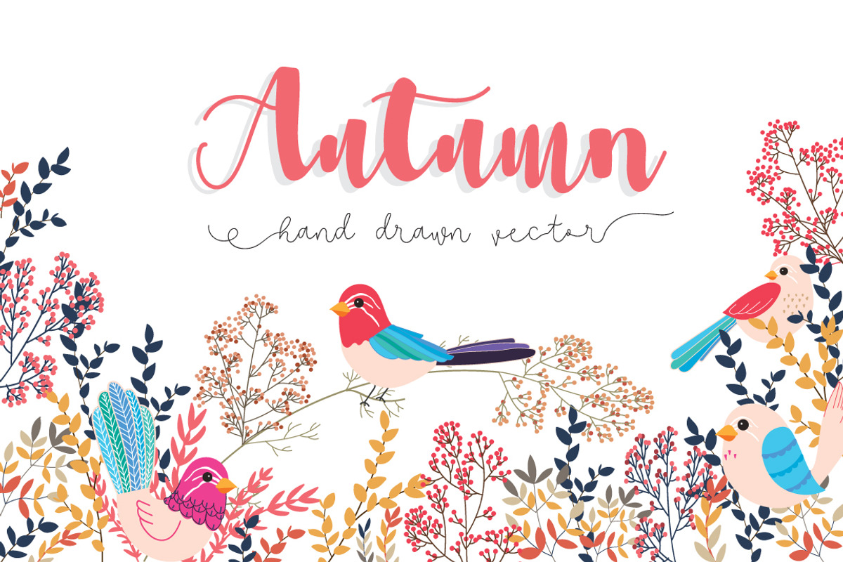 Fall / Autumn Flower ELEMENTS SET, a Decorative Illustration by MooBeer (Photo 1 of 6)