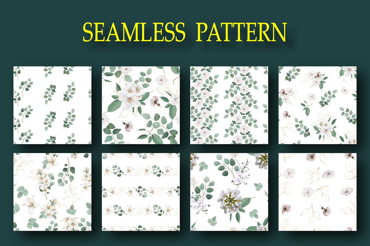 Fragrant white flowers, a Pattern Graphic by Digital illustration shop (Photo 3 of 6)