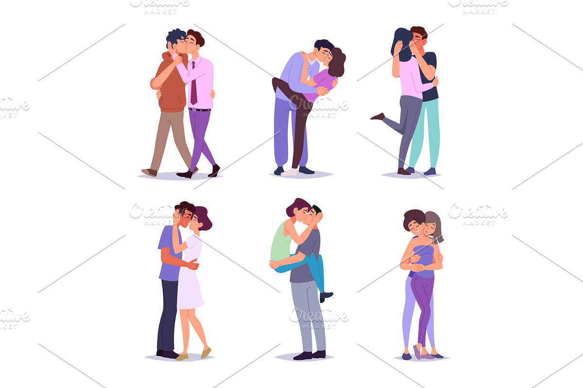 Couple kissing. Intimate, an Illustration by Onyx