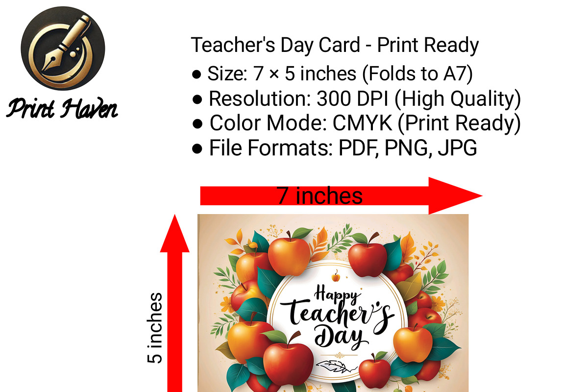 Teacher's Day Greeting Card 7x5, a Card Template by Print Haven (Photo 2 of 4)