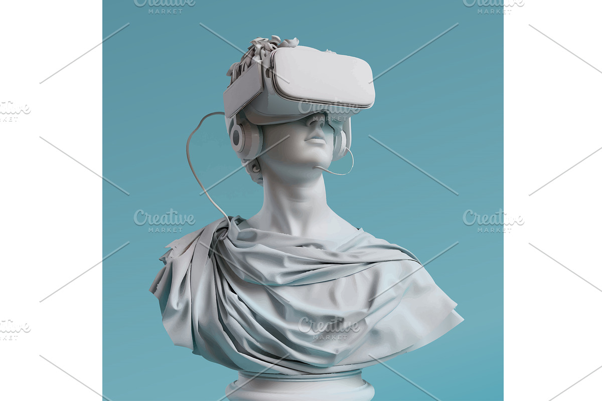 marble statue wearing reality, a Technology Illustration by AlexArt