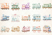 Train Baby Nursery Watercolor Clipar, an Illustration by Rose Art (Thumbnail 4 of 4)