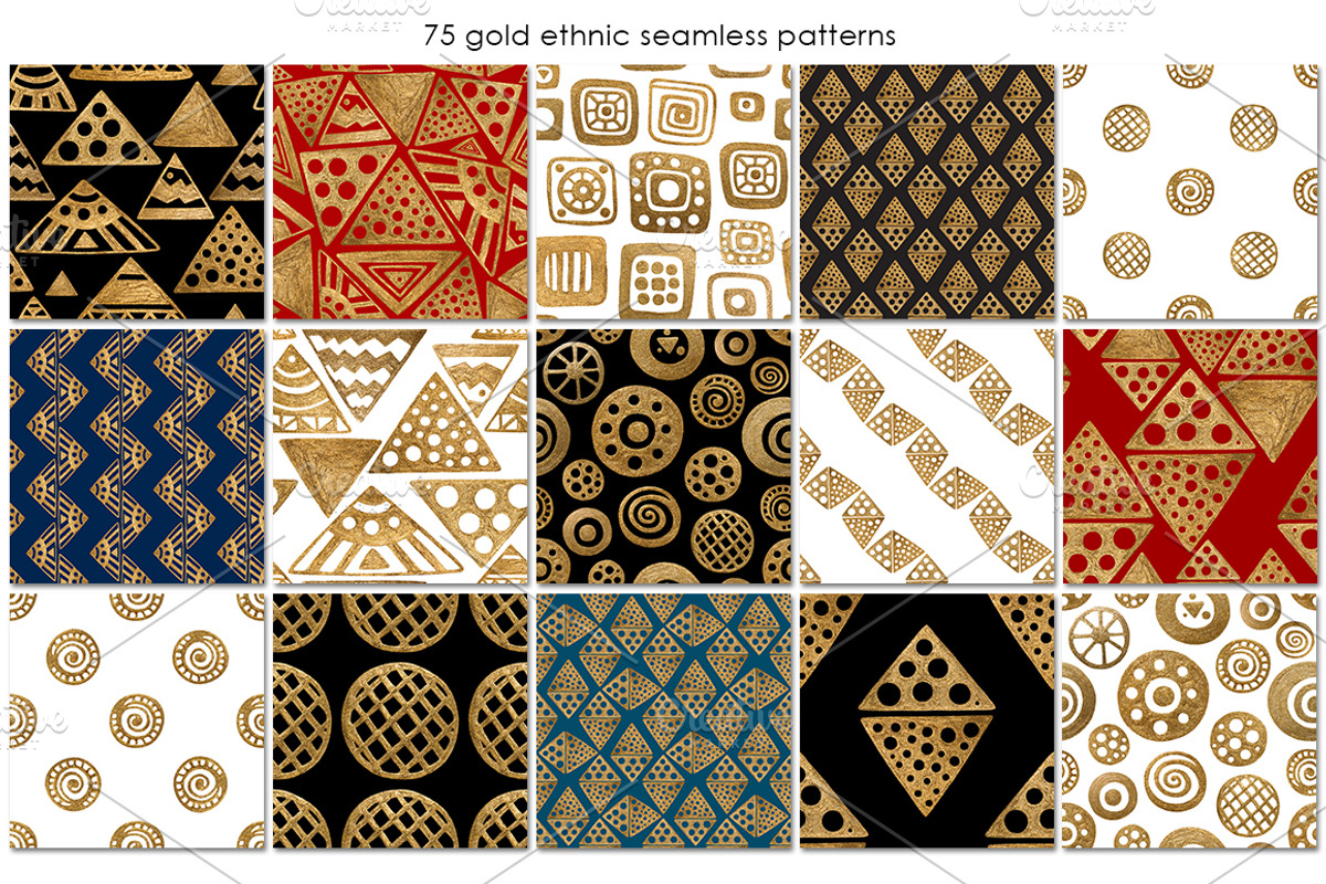 GOLD ETHNIC patterns. Hand painted., a Pattern Graphic by xgart (Photo 4 of 7)
