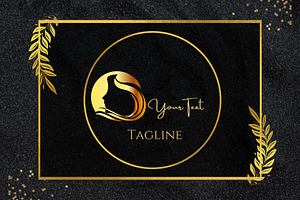 Golden emblem face circle logo