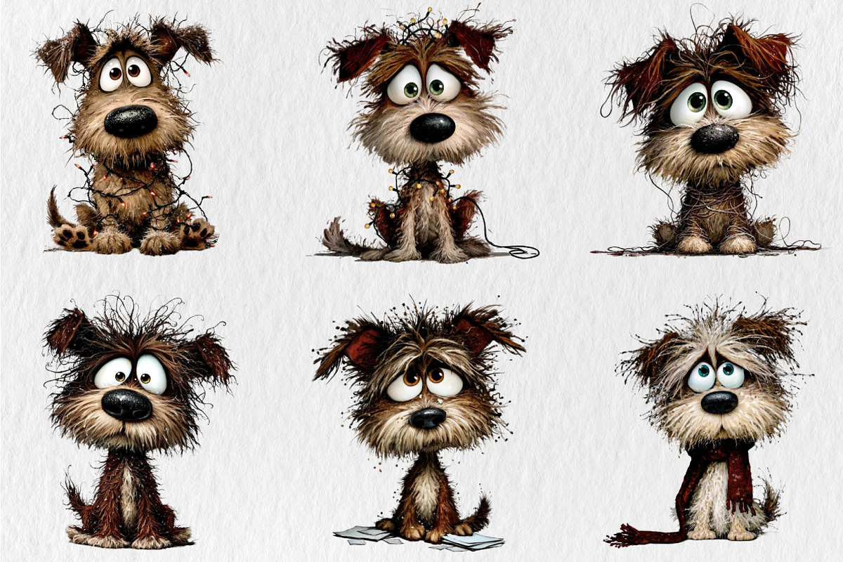 whimsical Frazzled Dog Clipart, an Animal Illustration by Rose Art (Photo 2 of 7)