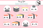 Kawaii Sushi Bundle Set, a Food Illustration by RaccoonGirl Design (Thumbnail 2 of 3)