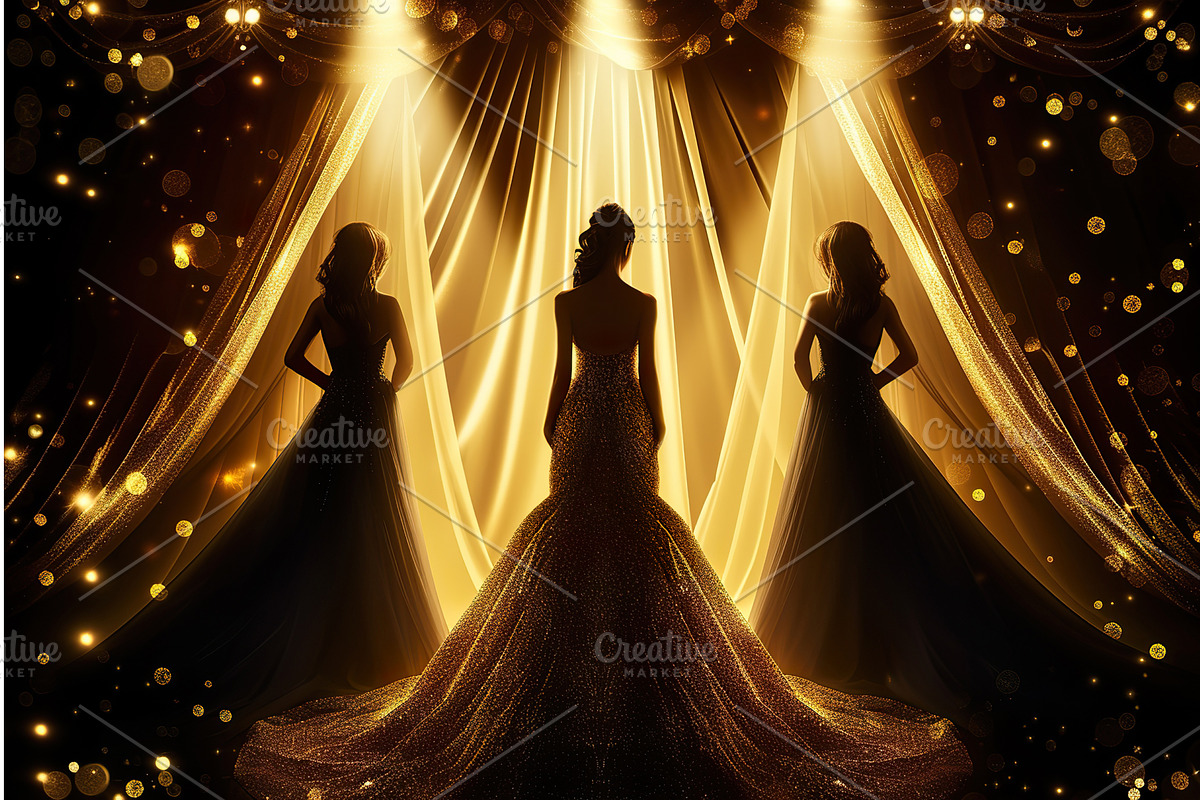 Elegant beauty pageant silhouettes, an Illustration by Lermont51