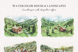 Watercolor House & Landscapes