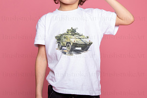 Watercolor Army Vehicle Clipart