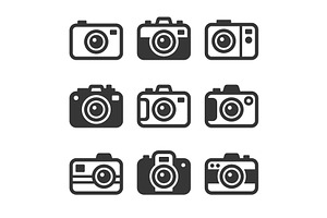 Camera Icons Set On White Background