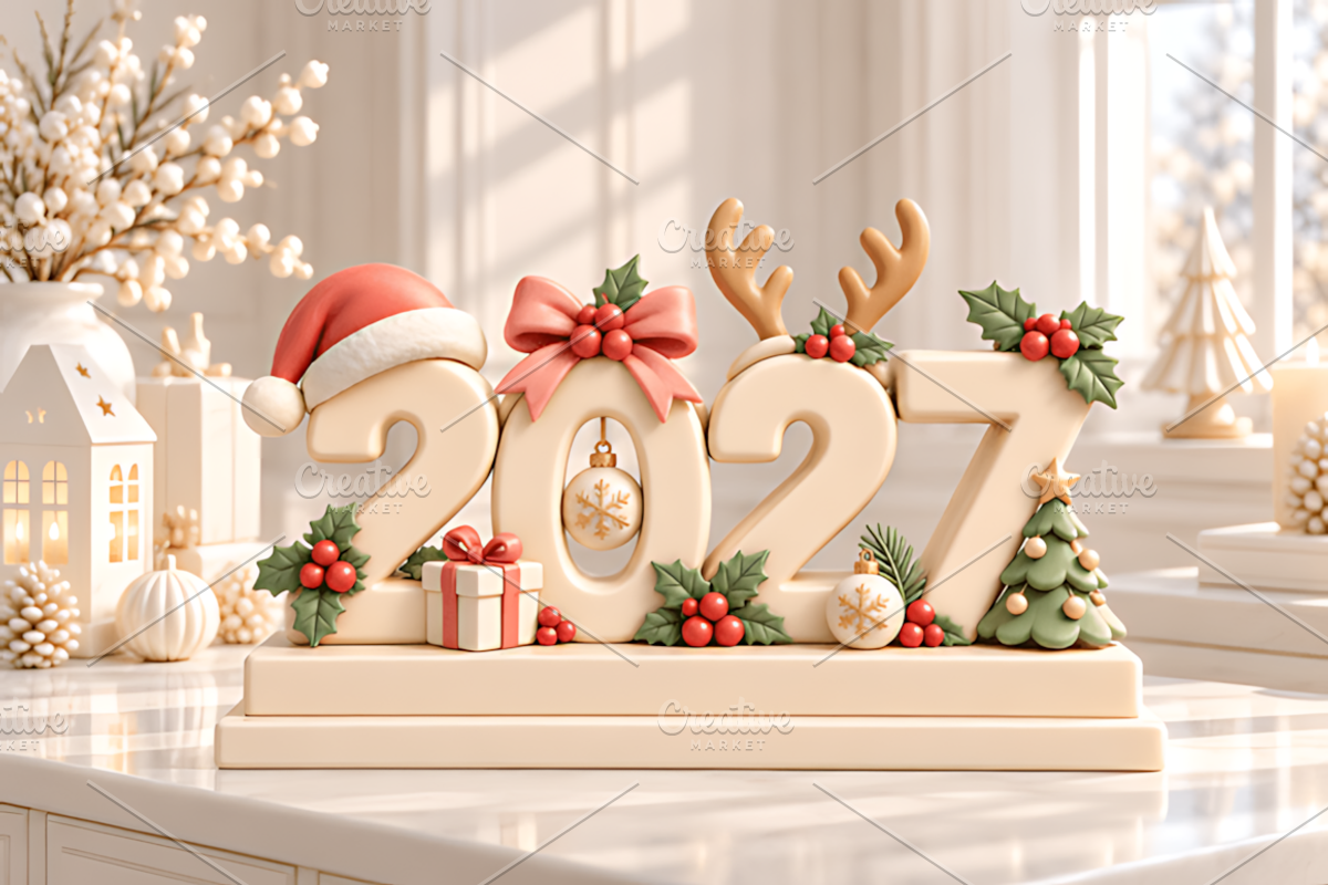 Christmas 2027 Decor Sign STL 3D, a Characters & Person 3D Model by Design Station (Photo 1 of 3)