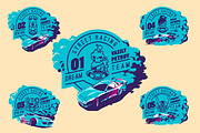 -50% Street Racing T-Shirts Badges, an Illustration by Alexander Baidin (Thumbnail 2 of 6)