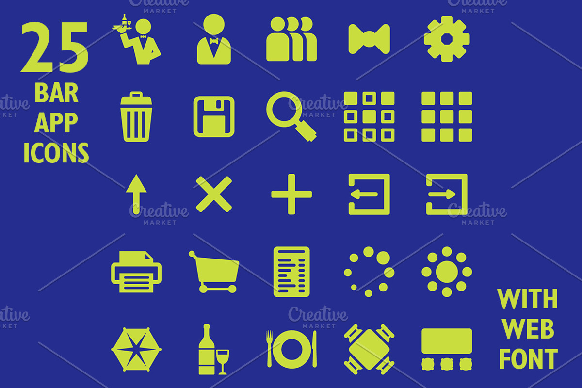 Restaurant App Icon Set & Web Font