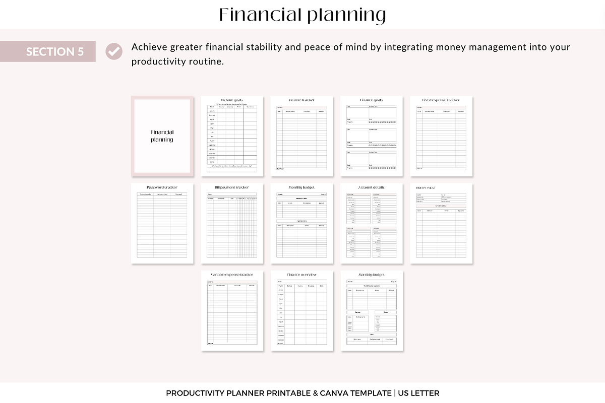 Productivity planner Canva template, a Templates & Theme by Cate Creates (Photo 6 of 9)