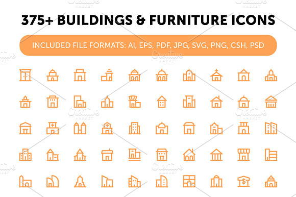 375+ Buildings and Furniture Icons preview 6