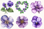 Violet Flower Watercolor Clipart, an Illustration by Watercolor design (Thumbnail 4 of 4)