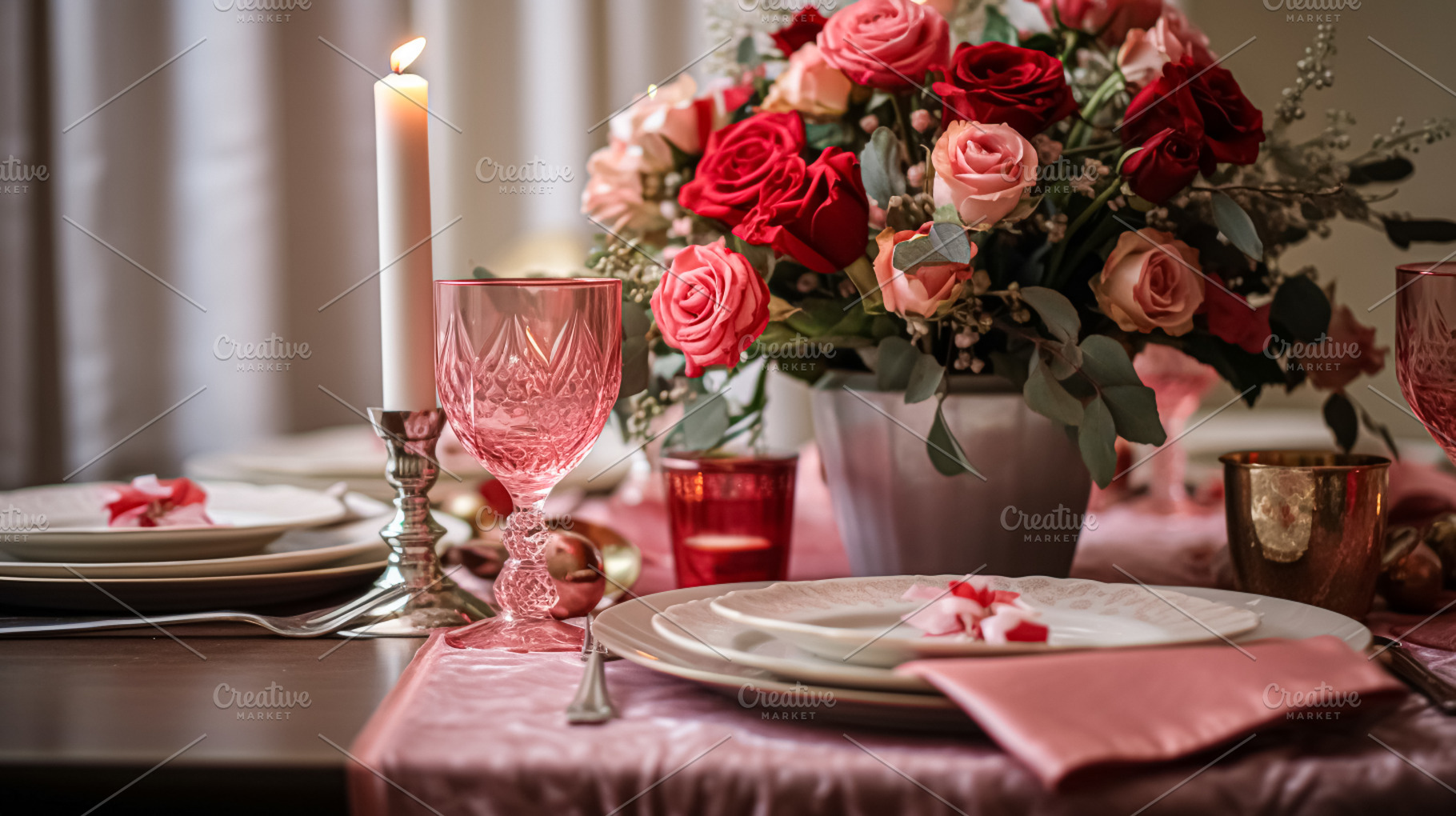 Table decor for festive family dinner at home, holiday tablescap, a Holiday Photo by Anneleven