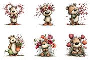 Whimsical Bear Spring Floral Clipart, an Illustration by CreationArt (Thumbnail 2 of 5)