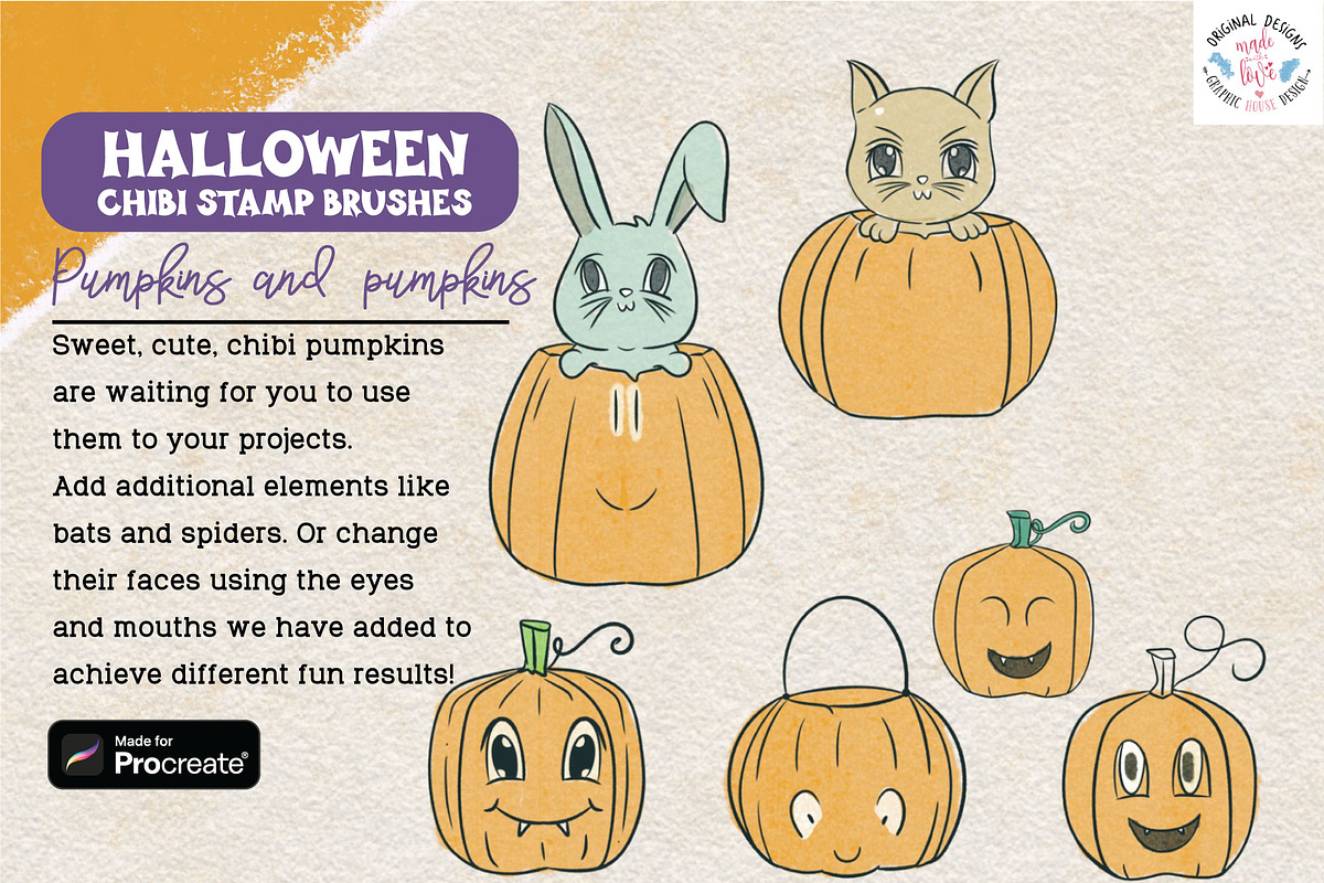Halloween Procreate Brushes, a Brush Add-On by Graphic House Design P.C