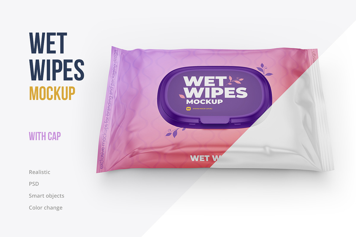 Wet Wipes with Cap Mockup half side, a Cups & Container Mockup by easymock (Photo 1 of 8)