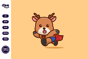 Simple Running Deer Superhero, an Animal Illustration by Satisfactoons
