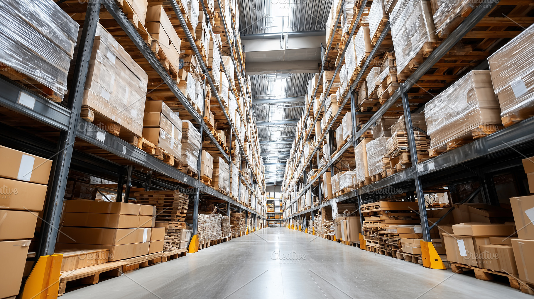 Low angle view on a modern warehouse, an Industrial Photo by MistyDay